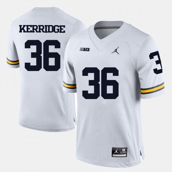 University of Michigan #36 For Men Joe Kerridge Jersey White College Football Embroidery